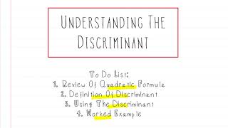 Algebra Using the Discriminant Solving Quadratic Equations [upl. by Otrevogir613]