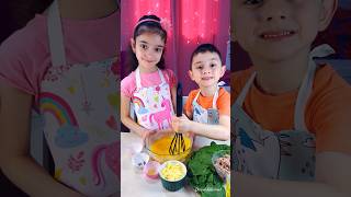 Spinach and tuna omelette recipe made by children shorts kids viral cooking children [upl. by Adamson621]