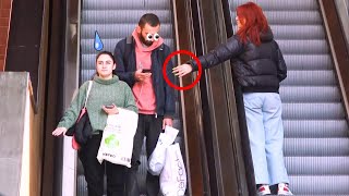 🔥 Girl Touching Hand On Escalator 🤣  Epic Reaction [upl. by Enihpad]