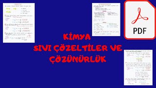 Kimya  Sıvı Çözeltiler ve Çözünürlük  PDF Notları 👇 [upl. by Luebke]