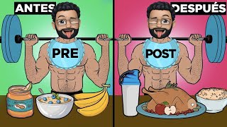 ¿Qué comer ANTES y DESPUÉS de hacer EJERCICIO para ganar MASA MUSCULAR [upl. by Inaoj]