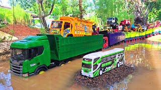 Mobil Truk Tronton Scania Panjang Bongkar Pasir Menemukan Mobil Mobilan Bis Telolet Truk Pemadam [upl. by Valentino294]