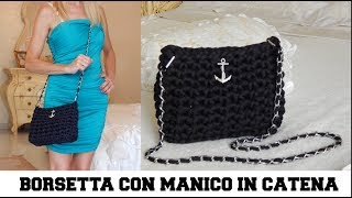 BORSETTA POCHETTE IN FETTUCCIA CON MANICO IN CATENA  NUNZIA VALENTI [upl. by Htrowslle]