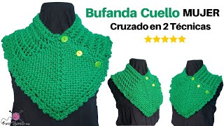 ✔ Cuello Bufanda para Mujer a Dos Agujas y Crochet 🌈 Curso Online Gratis de Tejidos [upl. by Lalo]