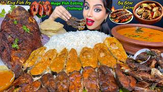 ASMR Eating Spicy King Fish CurryFish Fry MasalaFull Fish FryRice Big Bites ASMR Eating Mukbang [upl. by Redna]