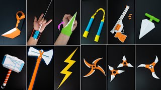 12 Cool Origami Paper Weapons Easy to make at home [upl. by Kahcztiy]