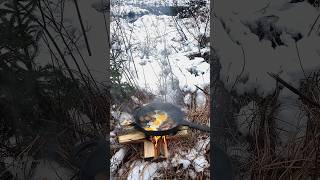 Simple creekside breakfast to start the day mountainlife shorelunch baconandeggs outdoorslife [upl. by Nyleda]