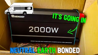 Renogy 2000w Pure Sine Wave Inverter  Unboxing  Neutral Earth bonded Install [upl. by Leemaj]