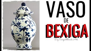 VASO CHINÊS FEITO COM BEXIGA E MATERIAL RECICLÁVEL DIY Artesanato do Compartilhando Arte [upl. by Lindholm775]