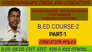 BEd course2 diversity inequality amp marginalization in the society amp implication of education [upl. by Morril]