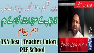 Education Minister Rana Sikandar Hayat interview about TNA  PEF School amp Teachers union Test [upl. by Aggarwal]