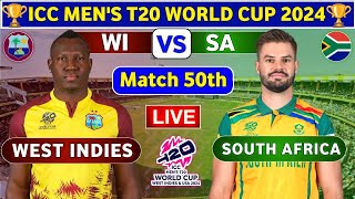 West Indies vs South Africa 50th Match  WI vs SA 50th T20 Live Score amp Commentary World Cup 2024 [upl. by Greenleaf]