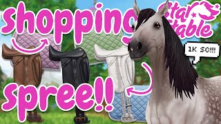 Buying ALL Of The NEW DRESSAGE TACK 1000 SC SHOPPING SPREE 😍 In Star Stable [upl. by Adnohs]