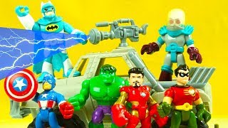 HULK SPIDERMAN IRON MAN CAPTAIN AMERICA and BATMAN get frozen imaginext toy video [upl. by Rinee]