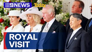 Japan’s Emperor and Empress arrive in London for state visit  9 News Australia [upl. by Xuerd80]