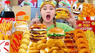 ASMR MUKBANG🍔 FRIED CHICKEN AND HAMBURGER EATING SHOW by HIU 하이유 [upl. by Amethist209]