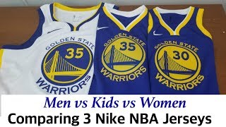 Nike NBA Swingman Jersey Comparison Men vs Women vs Kids [upl. by Lleda151]