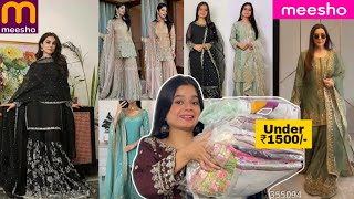 HUGE Meesho Designer Pakistani Sharara Sets Haul Under ₹1500 meesho  SSaba Mushtaque [upl. by Bowyer]