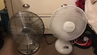 Beldray 12 inch chrome desk fan VS 2003 Micromark 12 inch desk fan [upl. by Aveer]