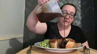 First Time Trying Pukka Pies Chips Gravy Peas Mukbang [upl. by Notsud554]