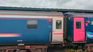 Variety of carriages and locomotives outside of Kidderminster Station on the Severn Valley Railway [upl. by Hannahc]