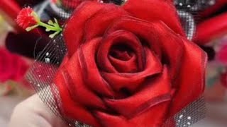 Ribbon Flower  How to make Satin Ribbon Rose Flowers 🌺🌺 DIY HOME [upl. by Mandell]