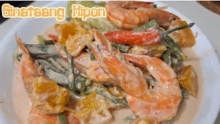 Ginataang hipon with sitaw at kalabasa recipe home cooking food shrimp pumpkin sitaw [upl. by Rratsal293]