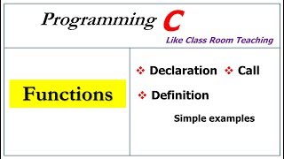 functions in c programming  declaration call and definition [upl. by Efinnej148]