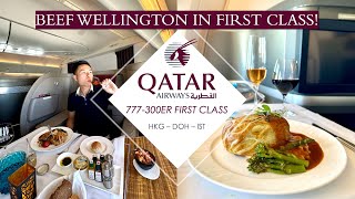 QATARS SECRET FIRST CLASS  Qatar Airways 777300ER First Class from Hong Kong to Istanbul via Doha [upl. by Inava]