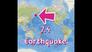 Large 74 Earthquake Kuril Kamchatka Trench Saturday 8172024 [upl. by Adnorhs]