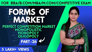 Forms Of Market  Perfect Competition Market  Imperfect Competition  Monopolistic  Monopoly [upl. by Neelik]