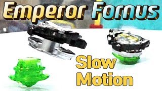 Beyblade Emperor Fornus Slow motion battle review burst b106 [upl. by Anela814]