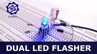 Dual Flashing LED Circuit using 555 timer on breadboard  Basic electronics Projects [upl. by Edrahc]