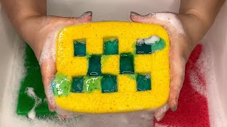 ASMR  CRUNCHY SPONGES SQUEEZING  RINSING 💚♥️💛 [upl. by Cailean]