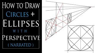 How to Draw CIRCLES and ELLIPSES in PERSPECTIVE  Narrated [upl. by Mak]