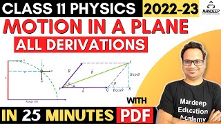 Motion in a Plane Class 11 Physics All Derivations  Chapter 4  Session 20222023 [upl. by Asilej283]