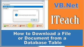 VBNet Part 9  Download Files or Documents from Database Table using Visual BasicNet Part 2 [upl. by Aizti]