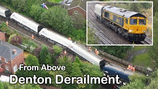 Denton Junction DERAILMENT  Drone Footage From Above [upl. by Aihpos238]