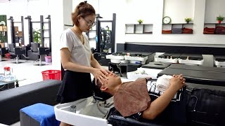 Vietnam Barbershop ASMR Massage Face Wash Hair Head Massage Body Massage With Beautiful Girl in 2024 [upl. by Isnyl]