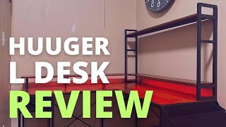 Huuger L Shaped Desk Review  L Shaped Gaming Desk Review  Computer Desk LED Light and Power Outlet [upl. by Nanji]