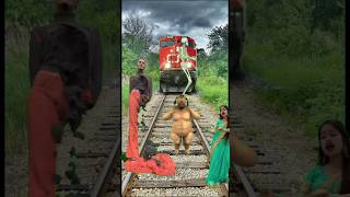 funny train vs sand sculpture special effects on the train station majical girl faty dog vfxpro [upl. by Genaro]