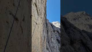 Working on our new route in the Dolomites climbing rockclimbing mountains [upl. by Htidirem153]