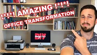 Amazing Office Transformation   DIY Computer Desk and Hanging Bookshelf [upl. by Anelrahs]