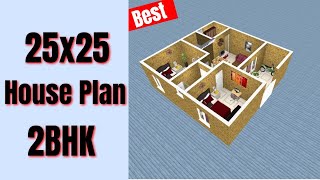 25x25 House Plan 2BHK  2 Bedrooms House Design  500 Sqft Ghar Ka Naksha  50 Gaj Home Design [upl. by Nosniv151]