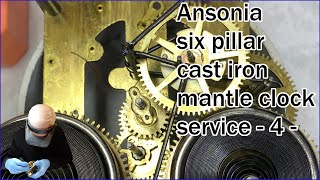 Ansonia porcelain dial cast iron mantle clock service Part 4 [upl. by Lrad]