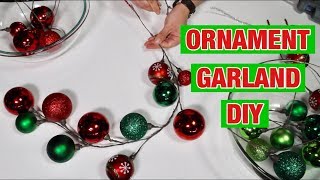 Christmas Dollar Tree DIY  Making Ornament Garlands How To  Christmas Tree And Wreath Decor [upl. by Yrreiht]