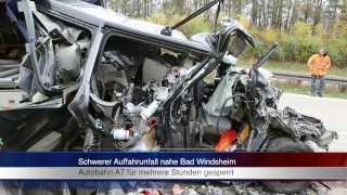 11112013 NEA Zwei Schwerverletzte bei Auffahrunfall auf der A7 nahe Bad Windsheim Erste Bilder [upl. by Lunseth120]