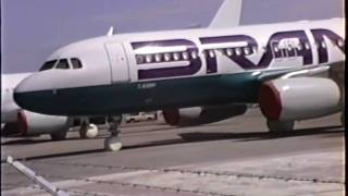 Stored Braniff Airbus A320231s at LAS [upl. by Latsyrc]