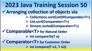 2023 Java Training Session 50  Soring objects via Collections List Stream Comparable Vs Comparator [upl. by Enohs369]