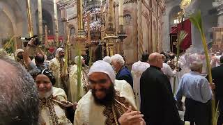 Armenian Coptic and Syriac Palm Sunday procession at the Church of the Holy Sepulchre Jerusalem [upl. by Talanian]